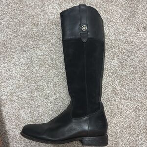 Frye Womens Jayden Button Tall Black Boots Suede Leather Knee High Riding W10